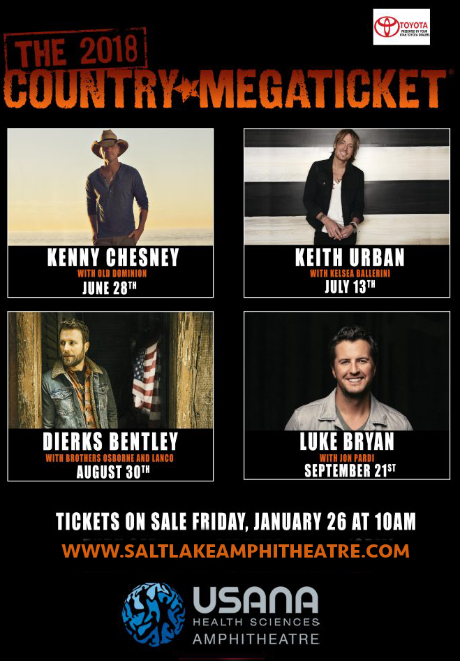 2018 Country Megaticket Tickets (Includes All Performances) at USANA Amphitheater